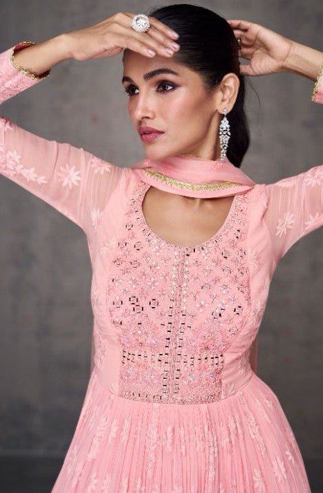 Blush Pink Embroidered Net Designer Anarkali Suit | Anarkali suit, Abaya  fashion, Pakistani dresses